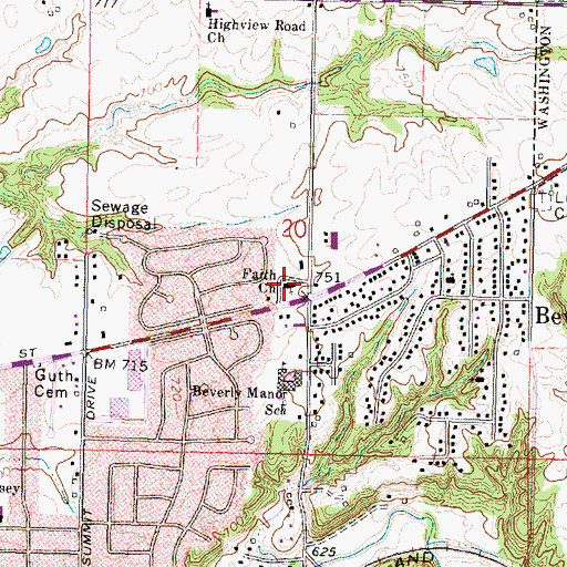 Topographic Map of Faith Church, IL