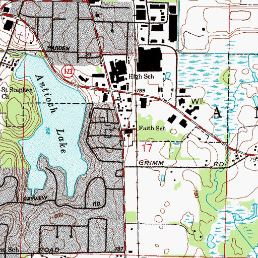 Topographic Map of Faith Lutheran Church, IL