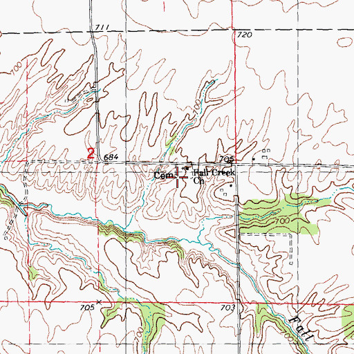 Topographic Map of Fall Creek Church, IL