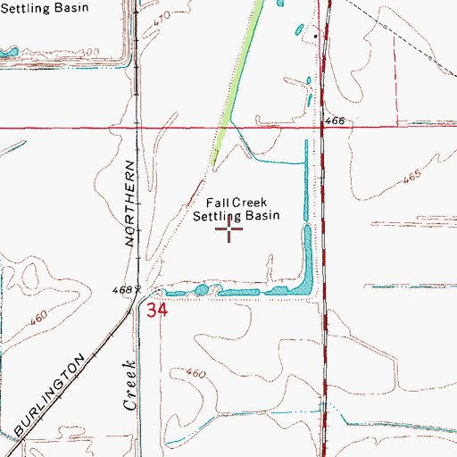 Topographic Map of Fall Creek Settling Basin, IL