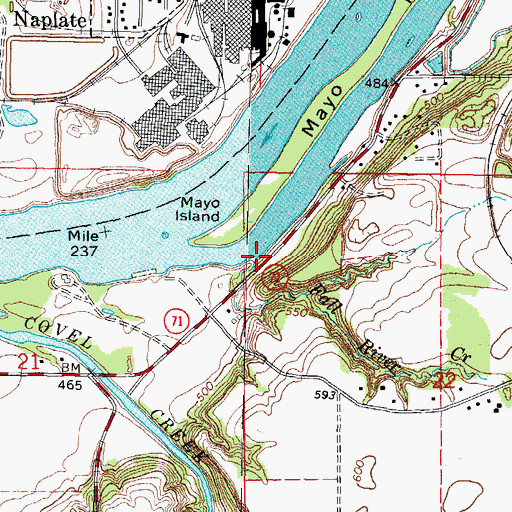 Topographic Map of Fall River Creek, IL