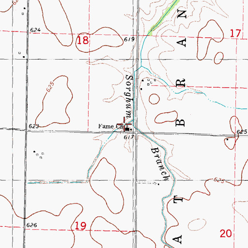 Topographic Map of Fame Evangelical Church, IL