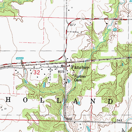 Topographic Map of Fancher, IL