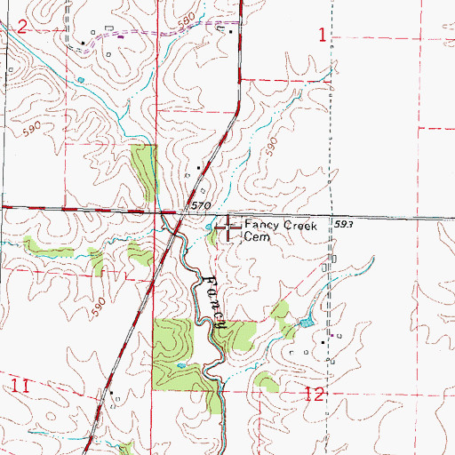 Topographic Map of Fancy Creek Cemetery, IL
