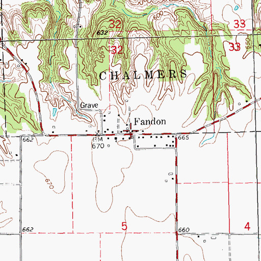 Topographic Map of Fandon, IL