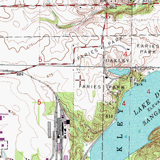 Topographic Map of Faries Park, IL