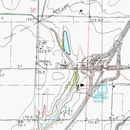 Topographic Map of Farina Cemetery, IL