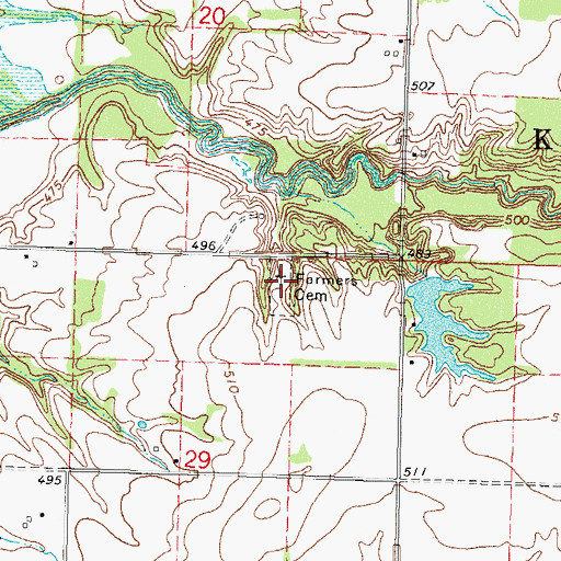 Topographic Map of Farmer Cemetery, IL