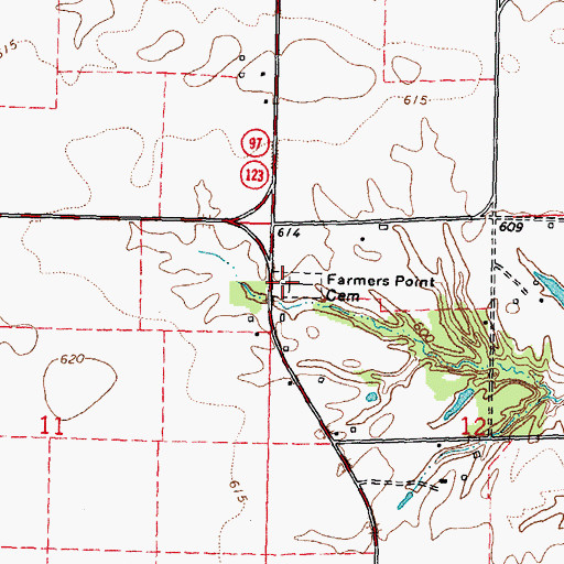 Topographic Map of Farmers Point Cemetery, IL