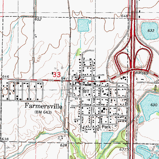 Topographic Map of Farmersville, IL