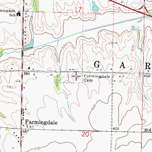 Topographic Map of Farmingdale Cemetery, IL