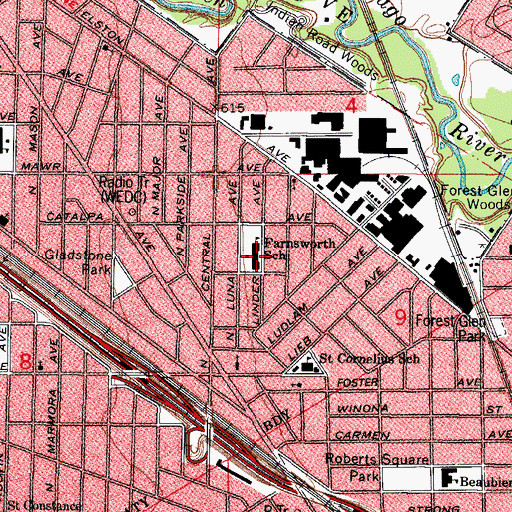 Topographic Map of Farnsworth Elementary School, IL