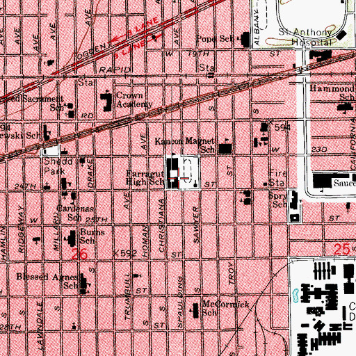 Topographic Map of Farragut Career Academy, IL