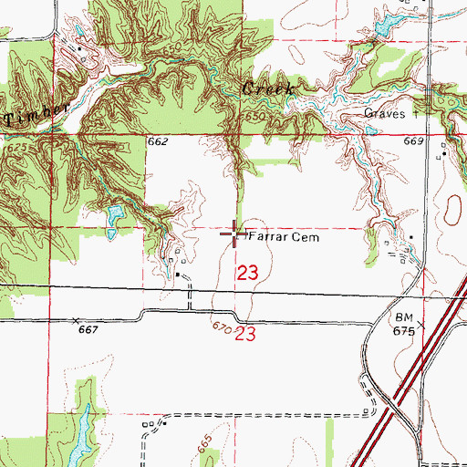 Topographic Map of Farrar Cemetery, IL