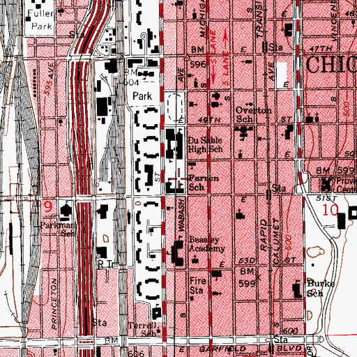 Topographic Map of Farren School, IL