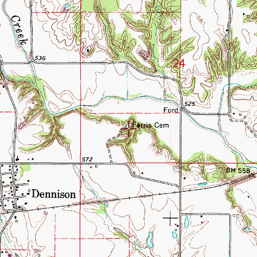 Topographic Map of Farris Cemetery, IL