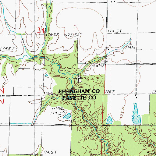 Topographic Map of Faulk Cemetery, IL