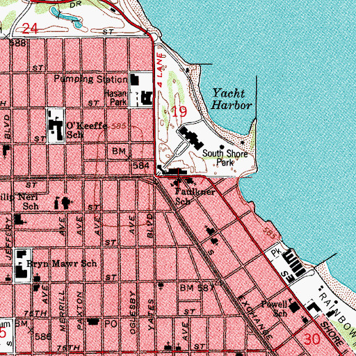 Topographic Map of Faulkner School, IL