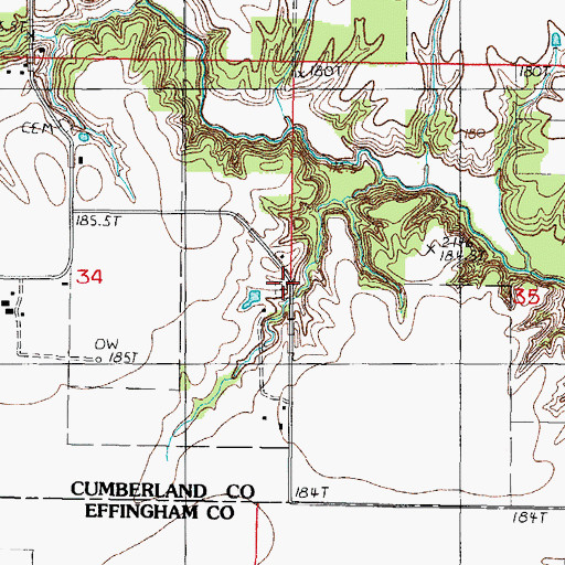 Topographic Map of Faunce Cemetery, IL