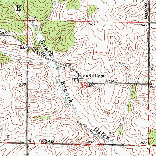 Topographic Map of Felts Cemetery, IL