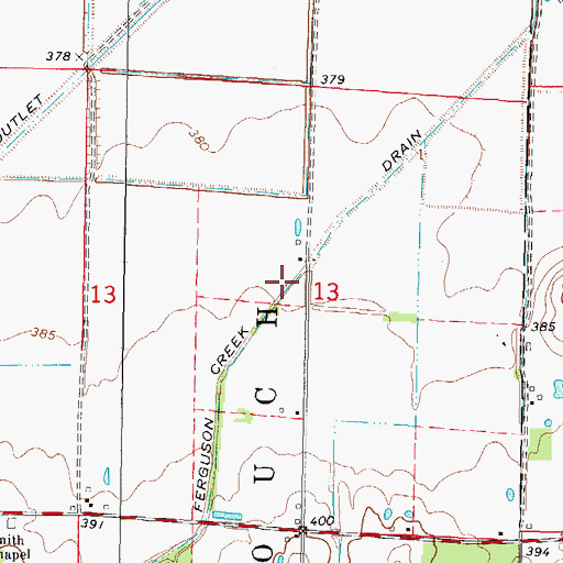 Topographic Map of Ferguson Creek Drain, IL