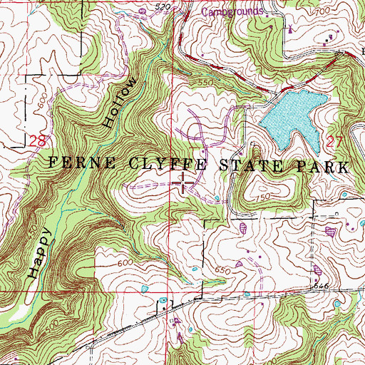 Topographic Map of Ferne Clyffe State Park, IL