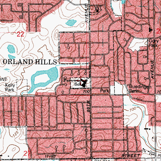 Topographic Map of Fernway Park Elementary School, IL