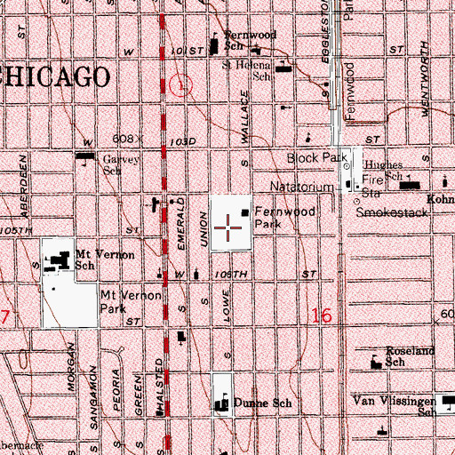 Topographic Map of Fernwood Park, IL