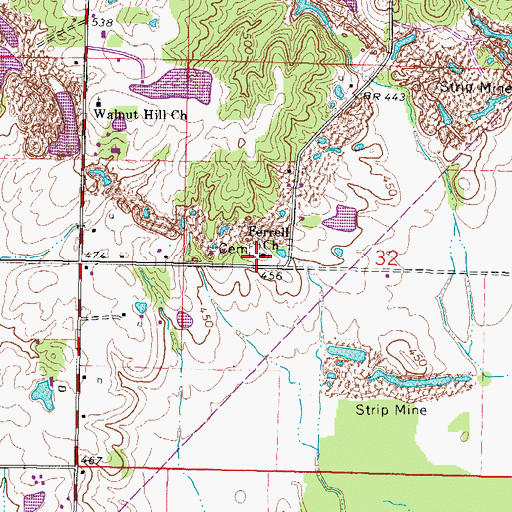 Topographic Map of Ferrell Church, IL