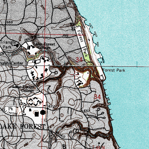 Topographic Map of Ferry Hall School (historical), IL