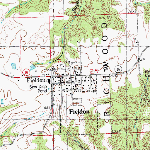 Topographic Map of Fieldon, IL