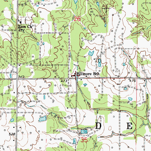 Topographic Map of Fillmore School, IL