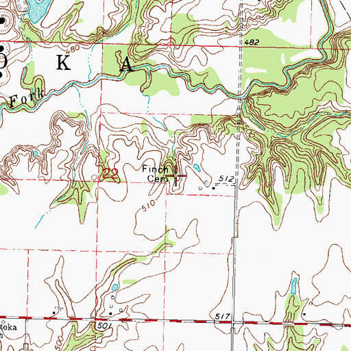Topographic Map of Finch Cemetery, IL
