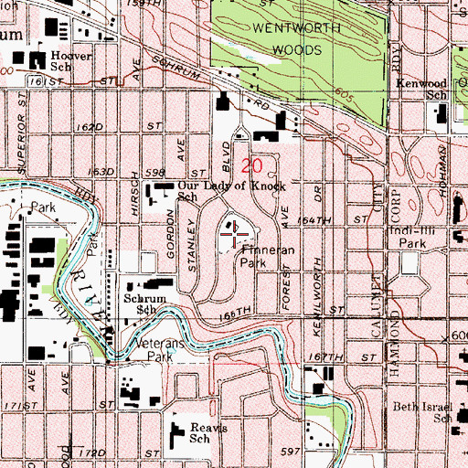 Topographic Map of Finneran Park, IL