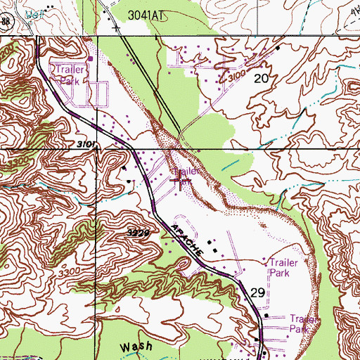 Topographic Map of Wheatfields, AZ