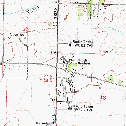 Topographic Map of First Church of the Brethren, IL