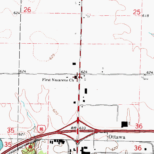 Topographic Map of First Nazarene Church, IL