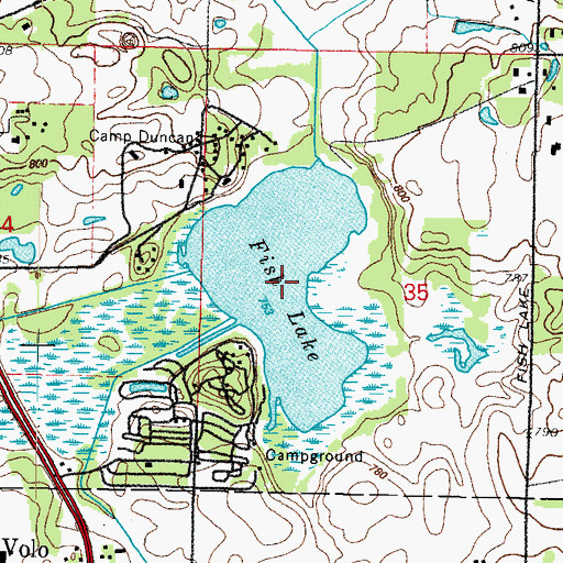 Topographic Map of Fish Lake, IL