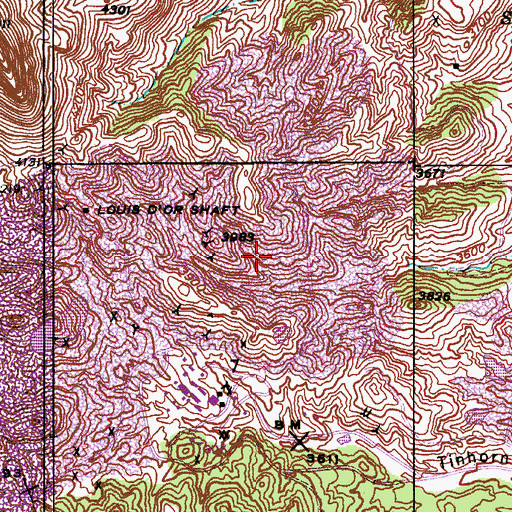 Topographic Map of Copper City Mine Open Pit, AZ