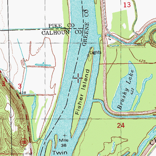 Topographic Map of Fisher Island, IL