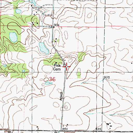 Topographic Map of Fisk Cemetery, IL