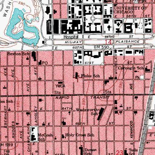 Topographic Map of Fiske Elementary School, IL