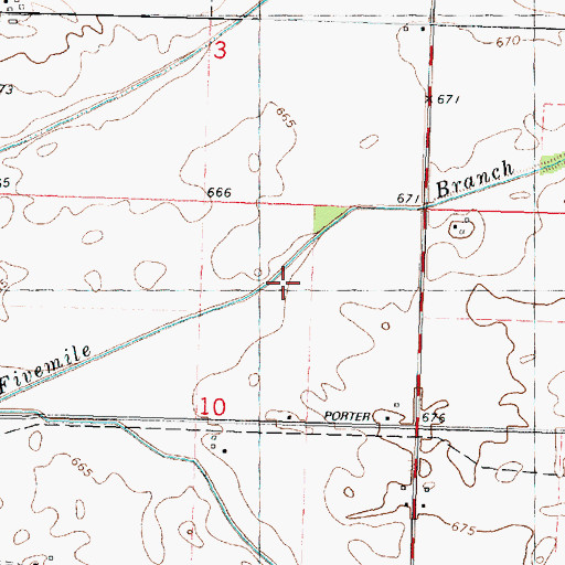 Topographic Map of Five Mile Branch Ditch, IL