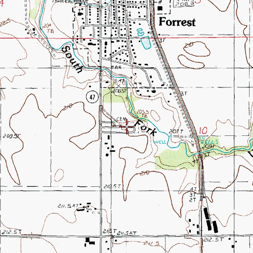 Topographic Map of Five Mile Cemetery, IL