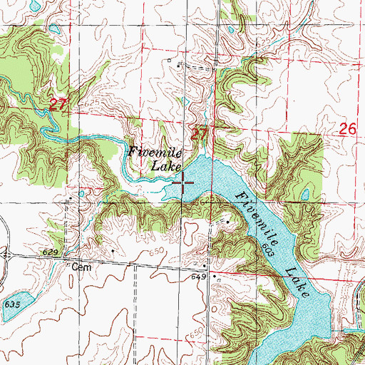Topographic Map of Fivemile Lake, IL