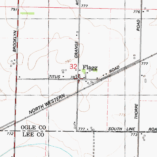 Topographic Map of Flagg, IL