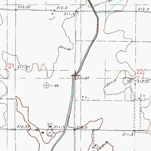 Topographic Map of Flatville Drainage Ditch, IL