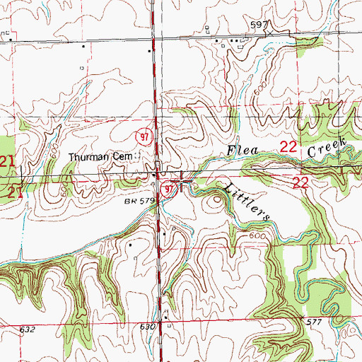 Topographic Map of Flea Creek, IL