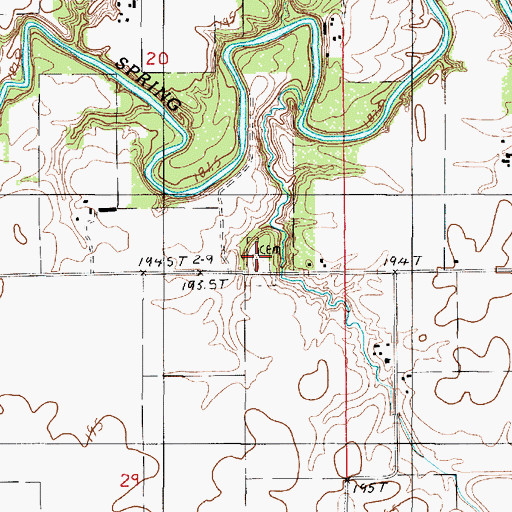 Topographic Map of Flesher Cemetery, IL