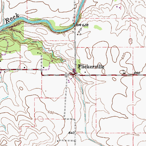 Topographic Map of Flickerville, IL